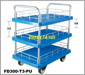 Xe đẩy hàng sàn nhựa 3 tầng FD300-T3