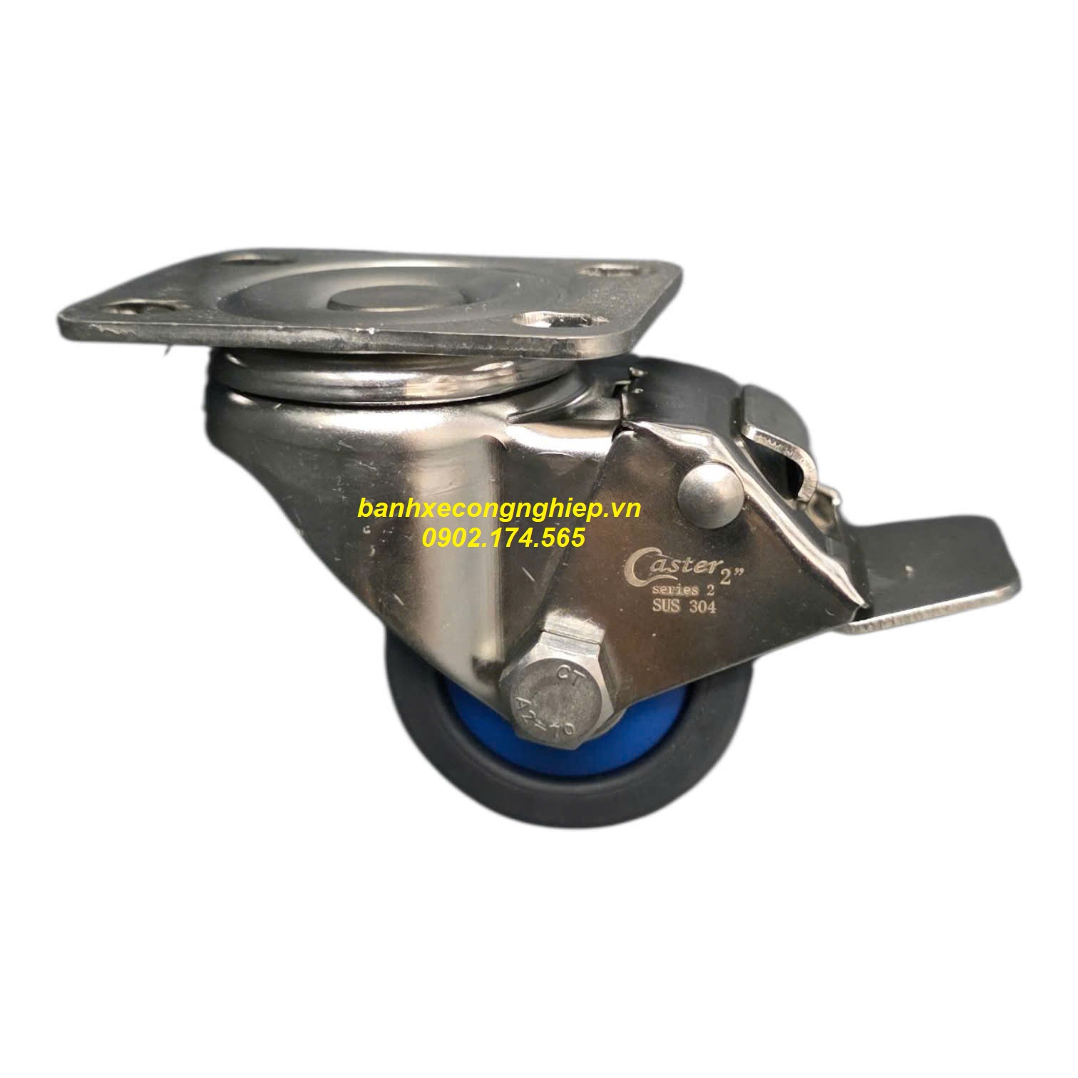 Bánh xe TPR50x28 càng inox 304 Caster Serie 2 xoay khoá