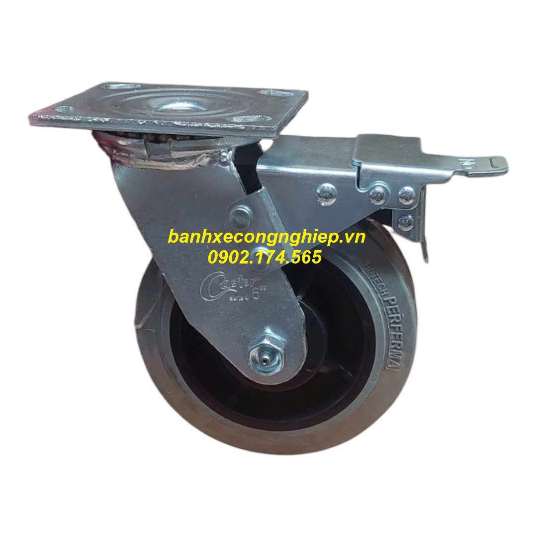 Bánh xe chống tĩnh điện ESD Hi-tech Perferma 100mm, 125mm, 150mm, 200mm càng thép xoay khóa kép Caster Serie 4 tải nặng