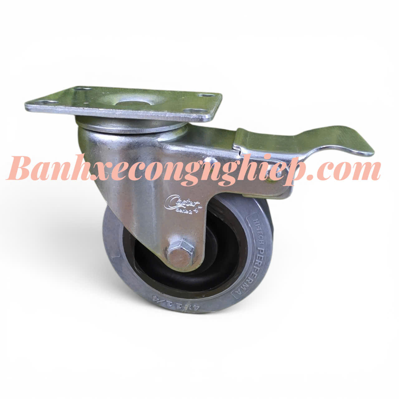 Bánh xe chống tĩnh điện ESD cao su Hi-tech Perferma 75mm, 100mm, 125mm càng thép xoay khóa Caster Serie 2 tải trung