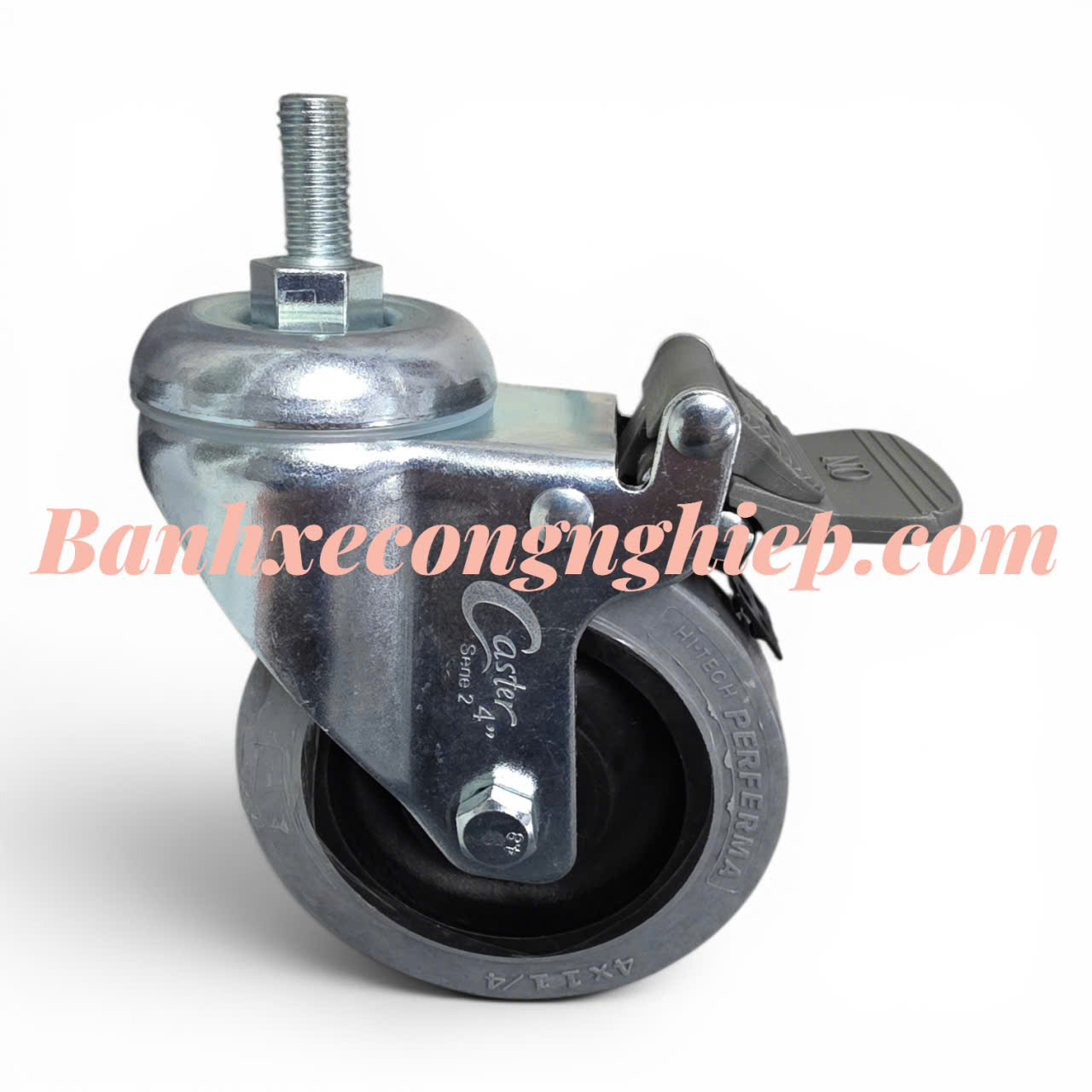 Bánh xe chống tĩnh điện ESD cao su Hi-tech Perferma 75mm, 100mm, 125mm càng thép xoay khóa M12 Caster Serie 2 tải trung