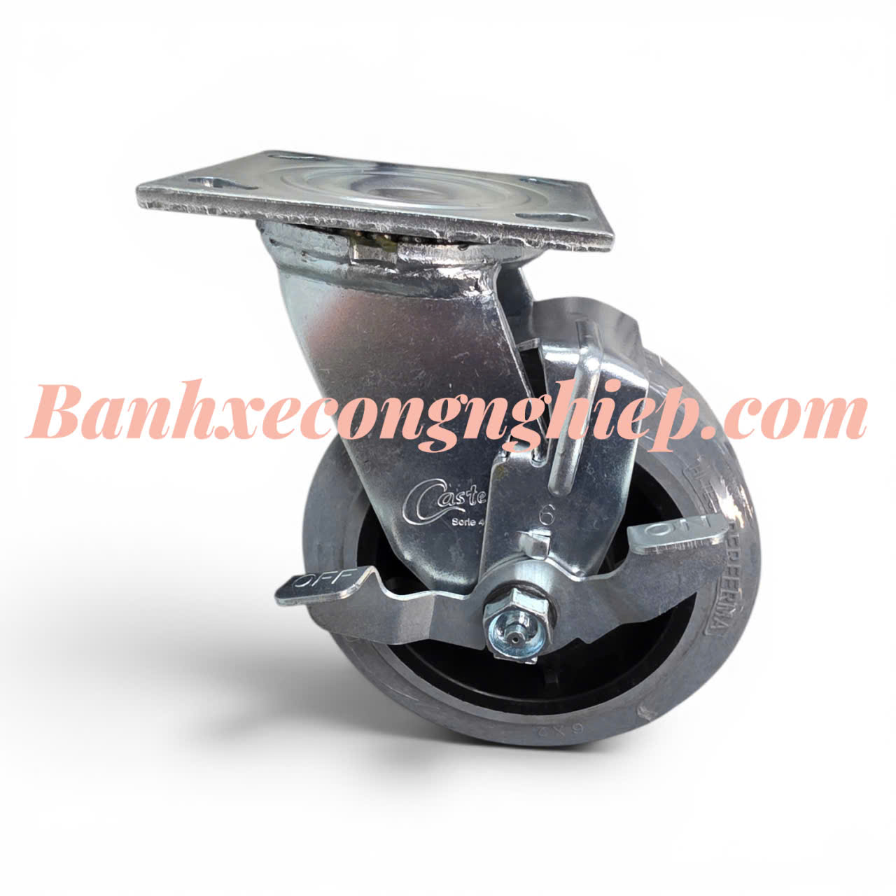 Bánh xe chống tĩnh điện ESD Hi-tech Perferma 100mm, 125mm, 150mm, 200mm càng thép xoay khóa đơn Caster Serie 4 tải nặng