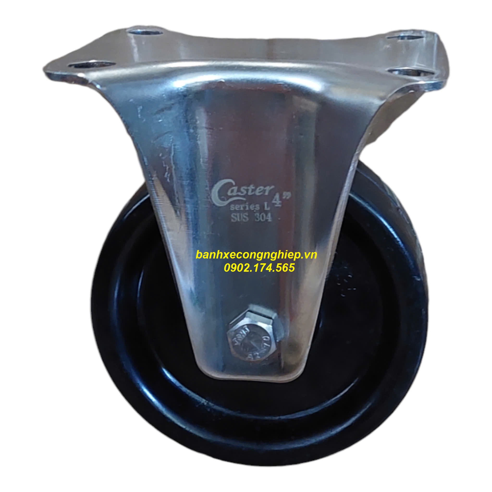 Bánh xe chịu nhiệt Phenolic 80mm, 100mm, 125mm càng inox 304 xoay cố định Caster Serie 2 tiêu chuẩn EU
