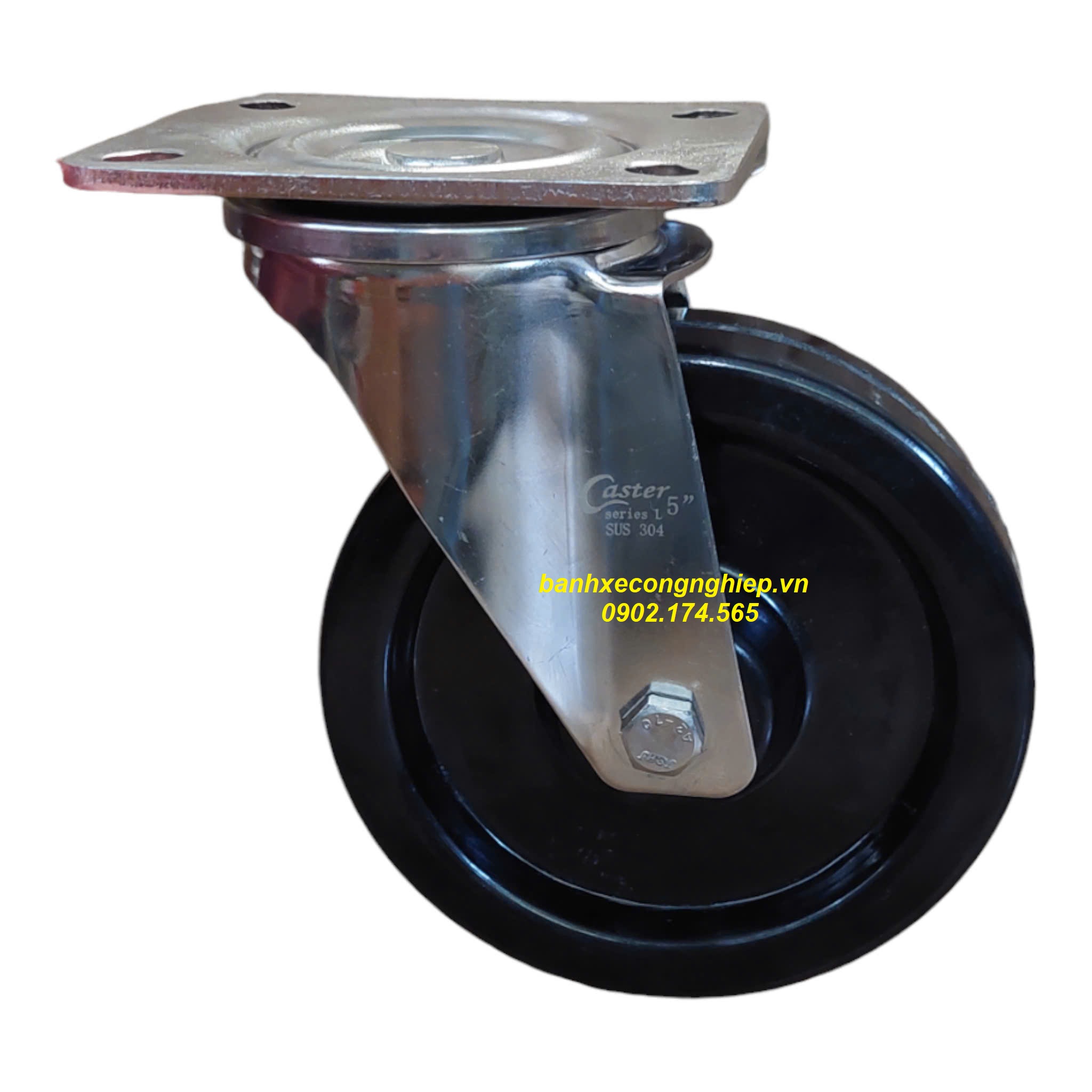 Bánh xe chịu nhiệt Phenolic 80mm, 100mm, 125mm càng inox 304 xoay Caster Serie 2 tiêu chuẩn EU