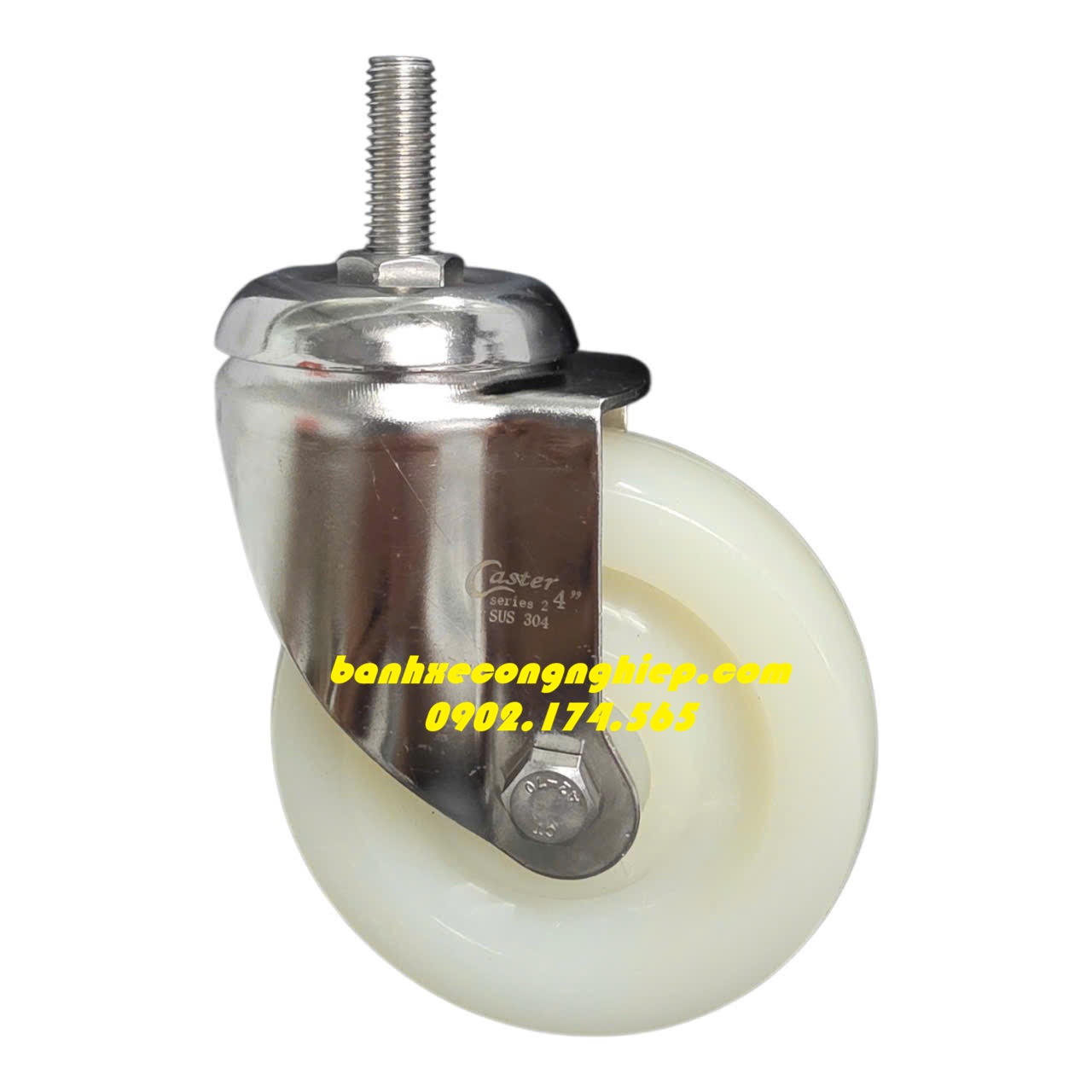 Bánh xe PA 63.5mm, 75mm, 100mm, 125mm càng inox 304 xoay M12 Caster Serie 2 tải trung