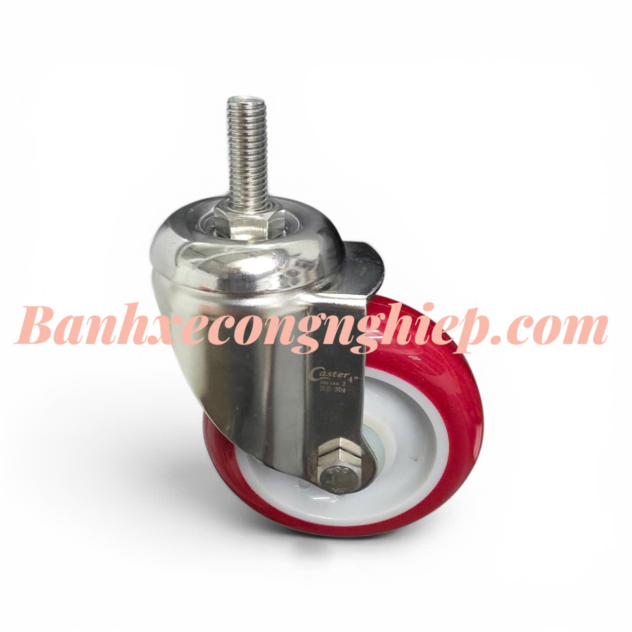 Bánh xe PU 75mm, 100mm, 125mm càng inox 304 xoay M12 Caster Serie 2 tải trung