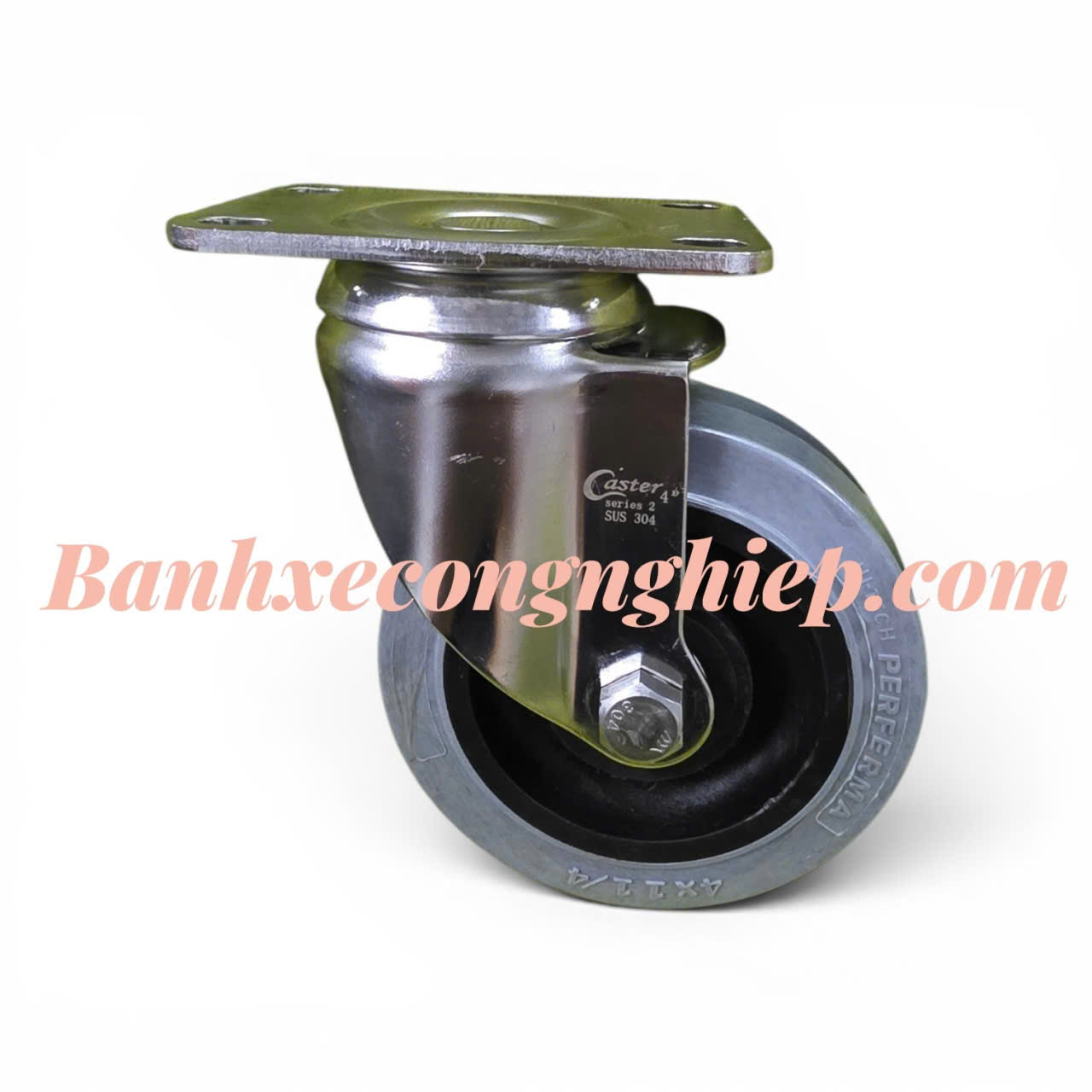 Bánh xe chống tĩnh điện ESD cao su Hi-tech Perferma 75mm, 100mm, 125mm càng inox 304 xoay Caster Serie 2 tải trung
