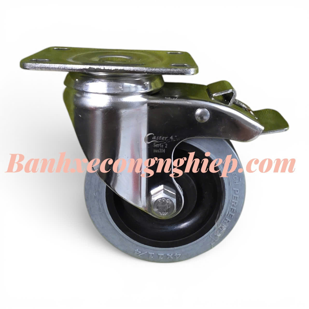 Bánh xe chống tĩnh điện ESD cao su Hi-tech Perferma 75mm, 100mm, 125mm càng inox 304 xoay khóa Caster Serie 2 tải trung