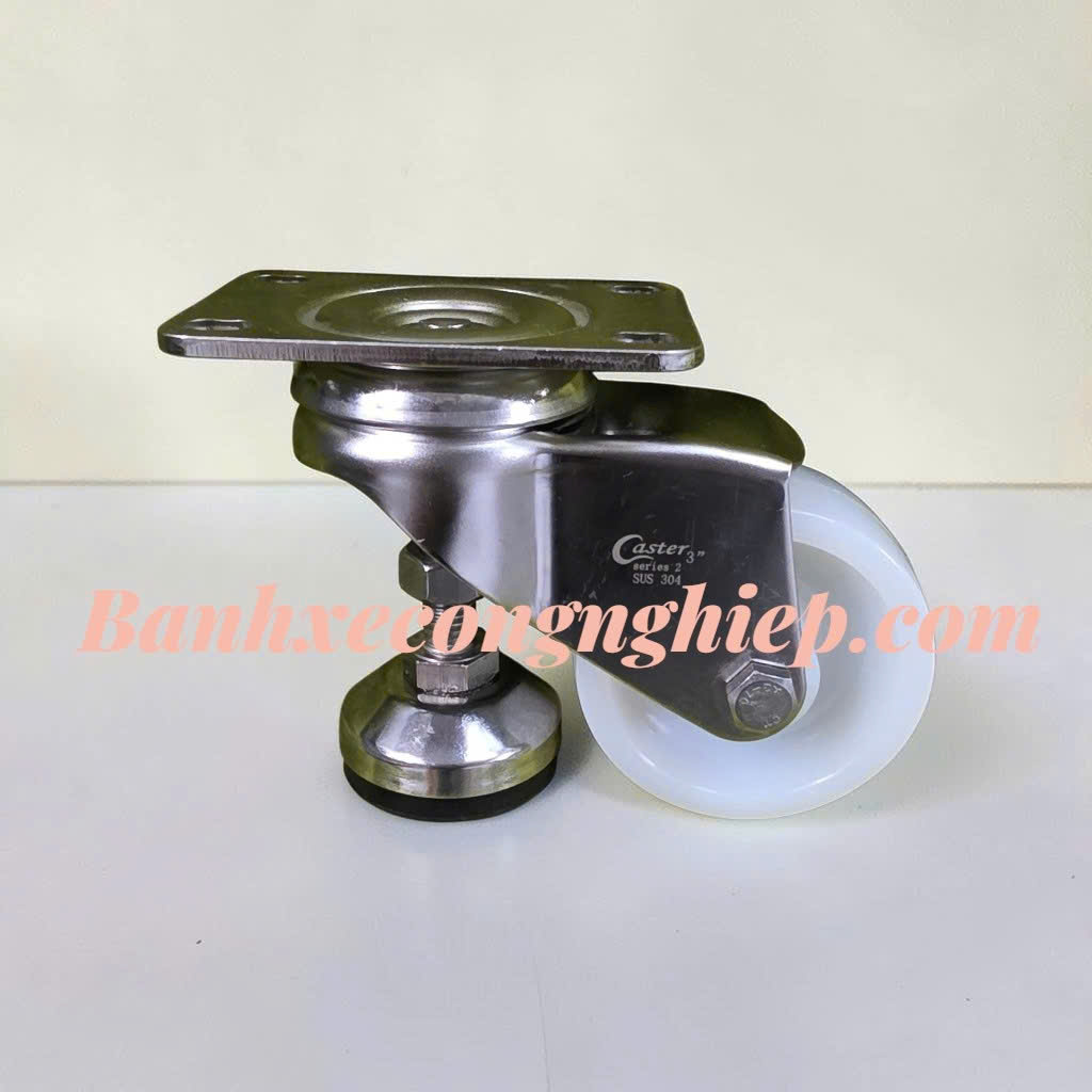 Bánh xe chân tăng chỉnh PA 75x32mm càng inox 304 xoay Caster Serie 2 tải trung