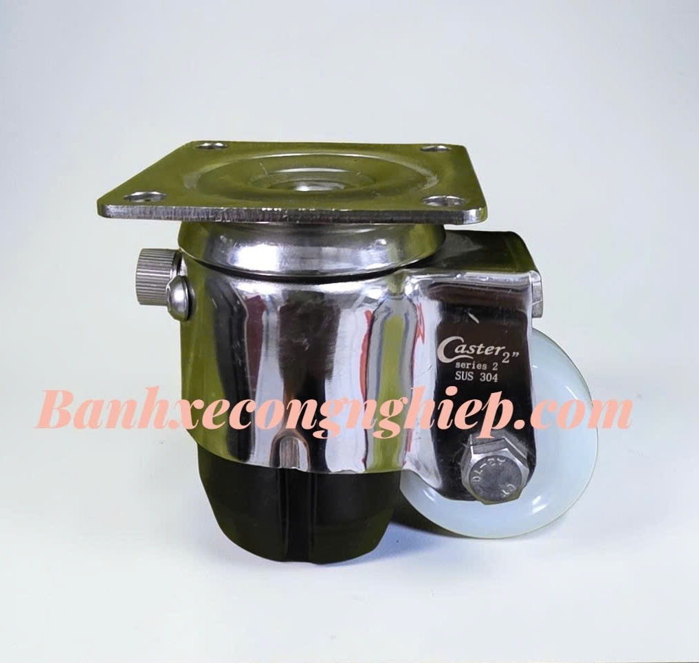 Bánh xe tăng chỉnh độ cao PA 50x28mm càng inox 304 xoay Caster Serie 2 tải trung
