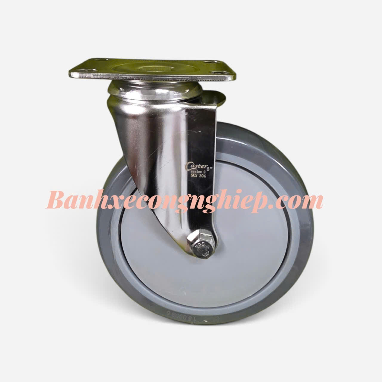 Bánh xe TPR 150x36mm càng inox 304 xoay Caster Serie 2 tải trung