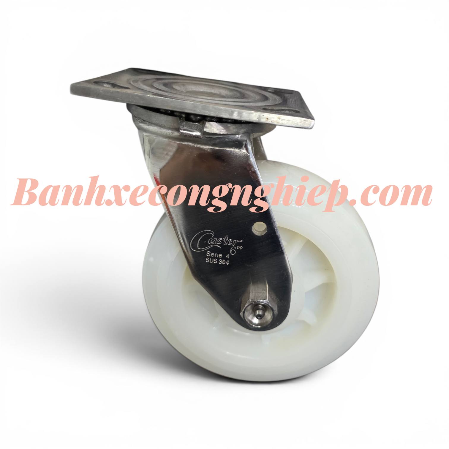 Bánh xe PA 100mm, 125mm, 150mm, 200mm càng inox 304 xoay Caster Serie 4 tải nặng