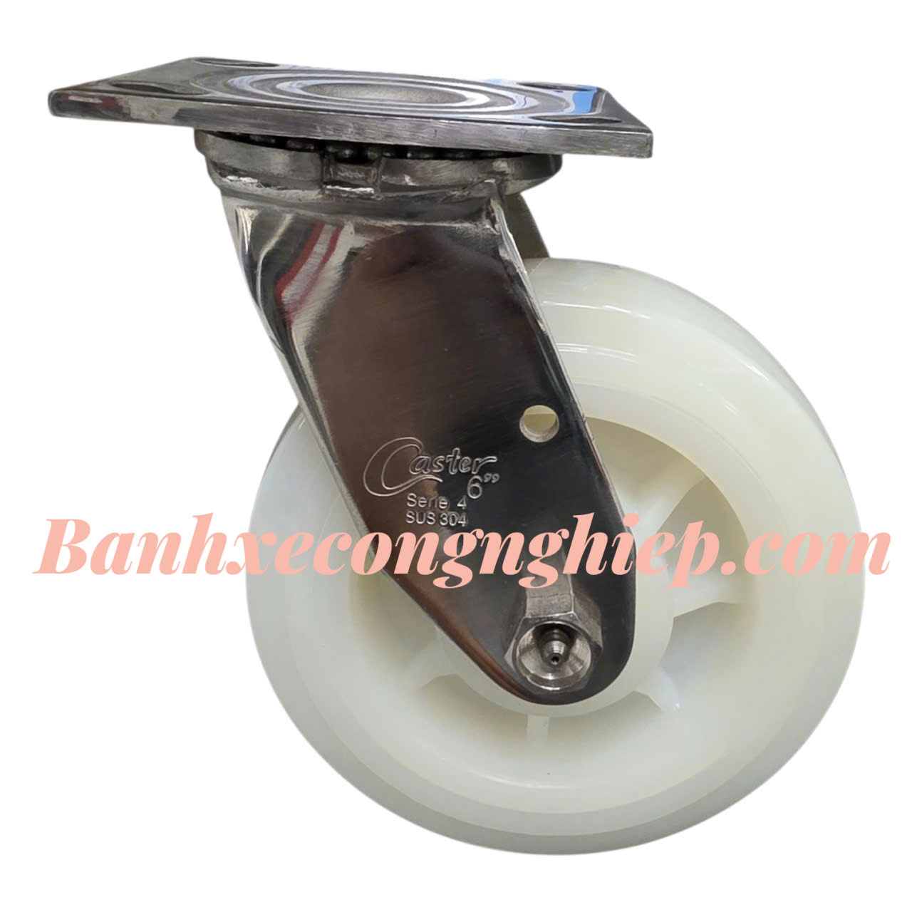 Bánh xe PA 100mm, 125mm, 150mm, 200mm càng inox 304 xoay Caster Serie 4 tải nặng