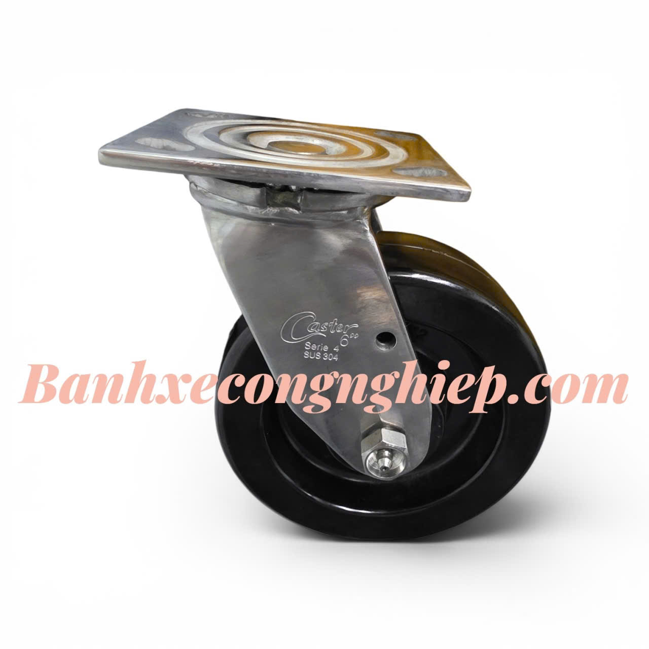 Bánh xe chịu nhiệt Phenolic 100mm, 125mm, 150mm, 200mm càng inox 304 xoay Caster Serie 4 tải nặng
