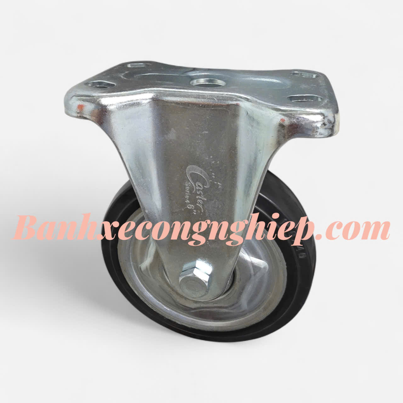 Bánh xe cao su lõi thép 100mm, 130mm, 150mm, 200mm càng thép cố định Caster Serie 4 tải trung