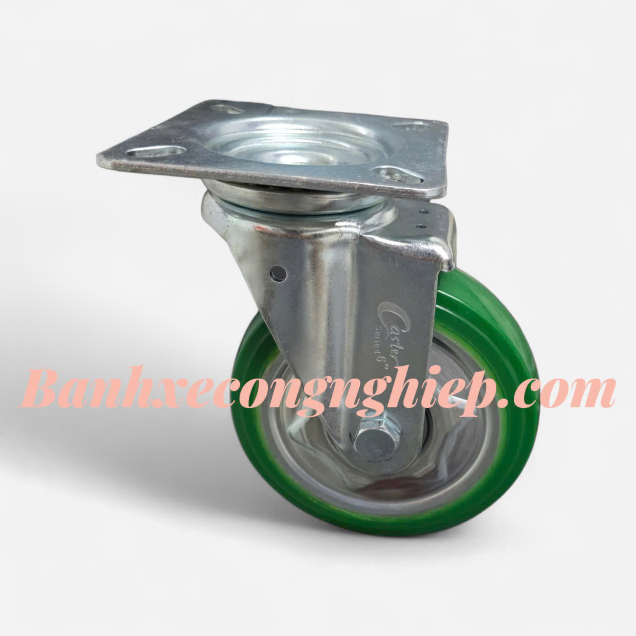 Bánh xe PU lõi thép 100mm, 130mm, 150mm, 200mm càng thép xoay Caster Serie 4 tải trung