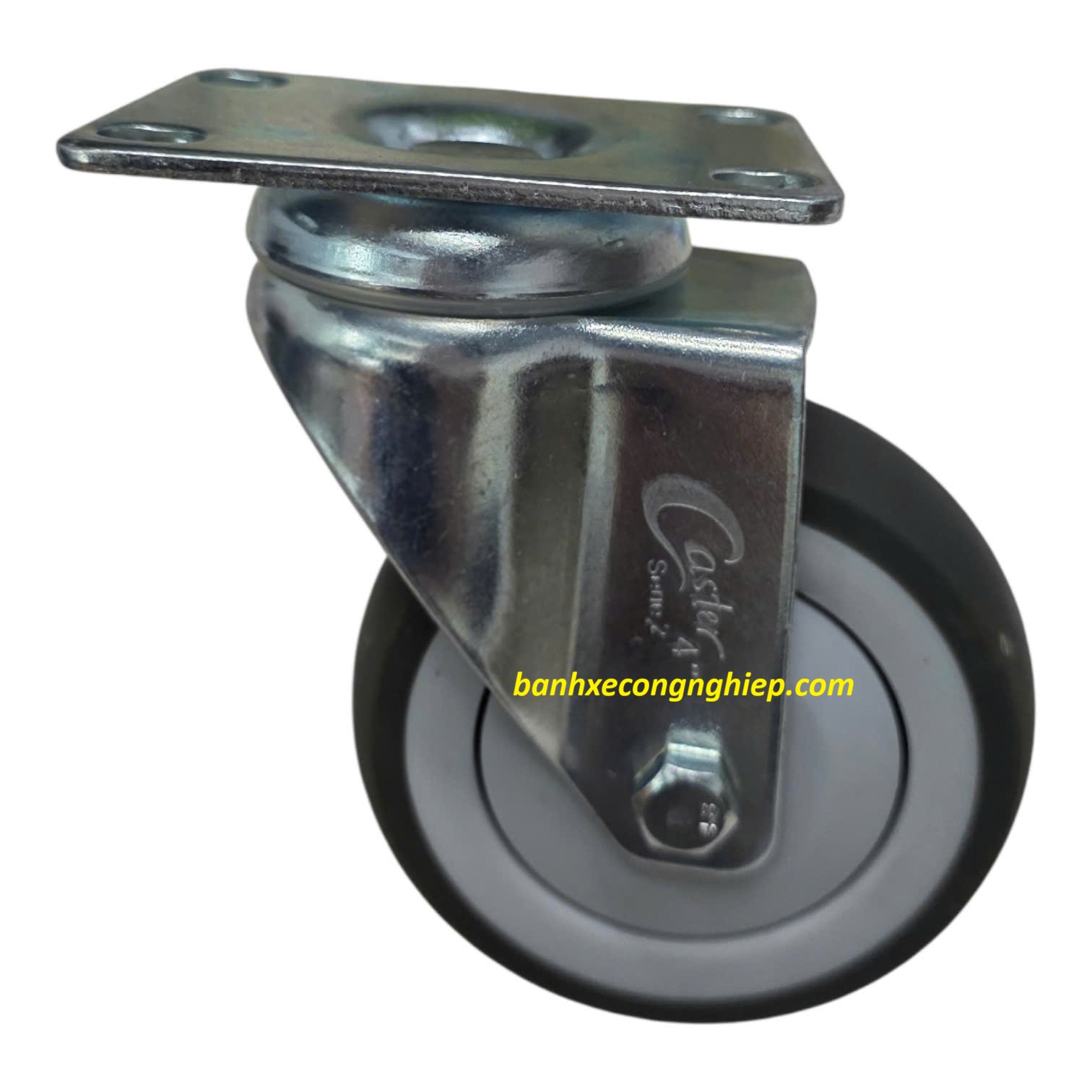 Bánh xe đẩy TPR (cao su xám) 75mm, 100mm, 125mm càng thép xoay Caster Serie 2 tải trung