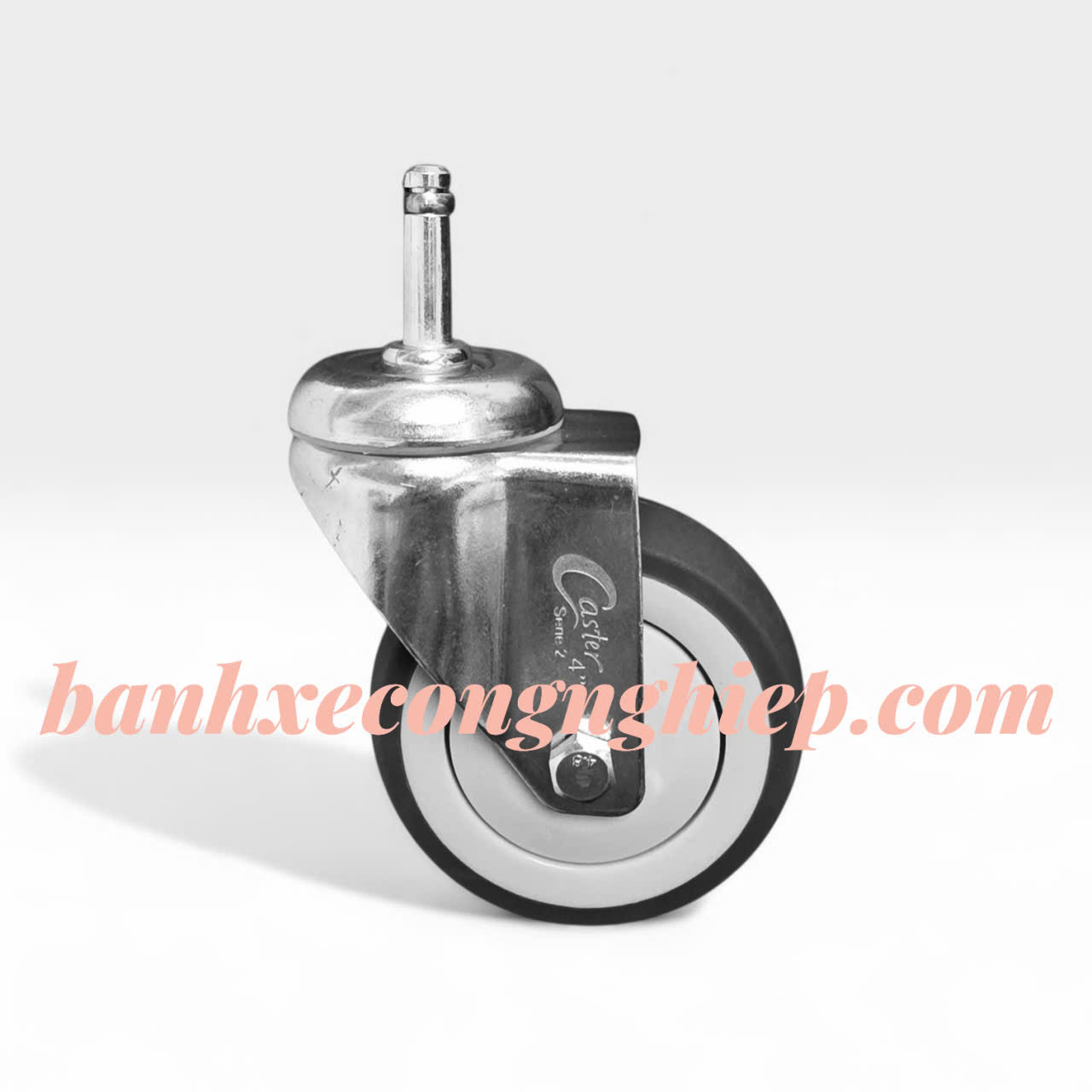 Bánh xe TPR (cao su xám) 75mm, 100mm, 125mm càng thép xoay trục trơn 11x35 Caster Serie 2 tải trung