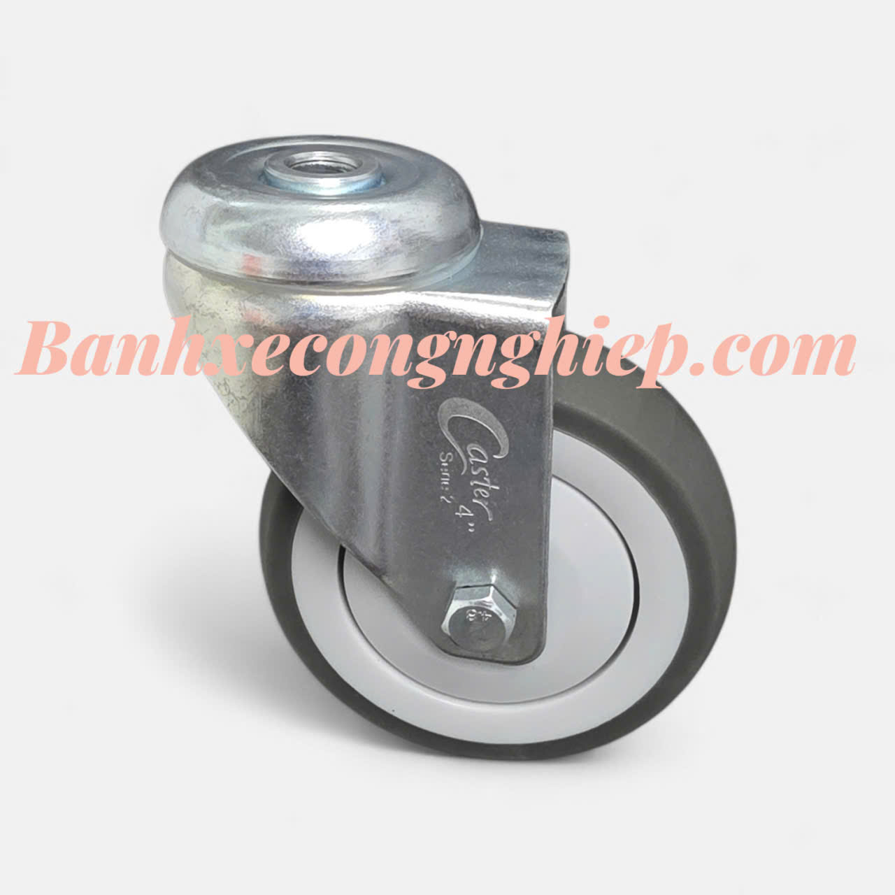 Bánh xe TPR 75mm, 100mm, 125mm càng thép xoay lỗ tròn Caster Serie 2 tải trung