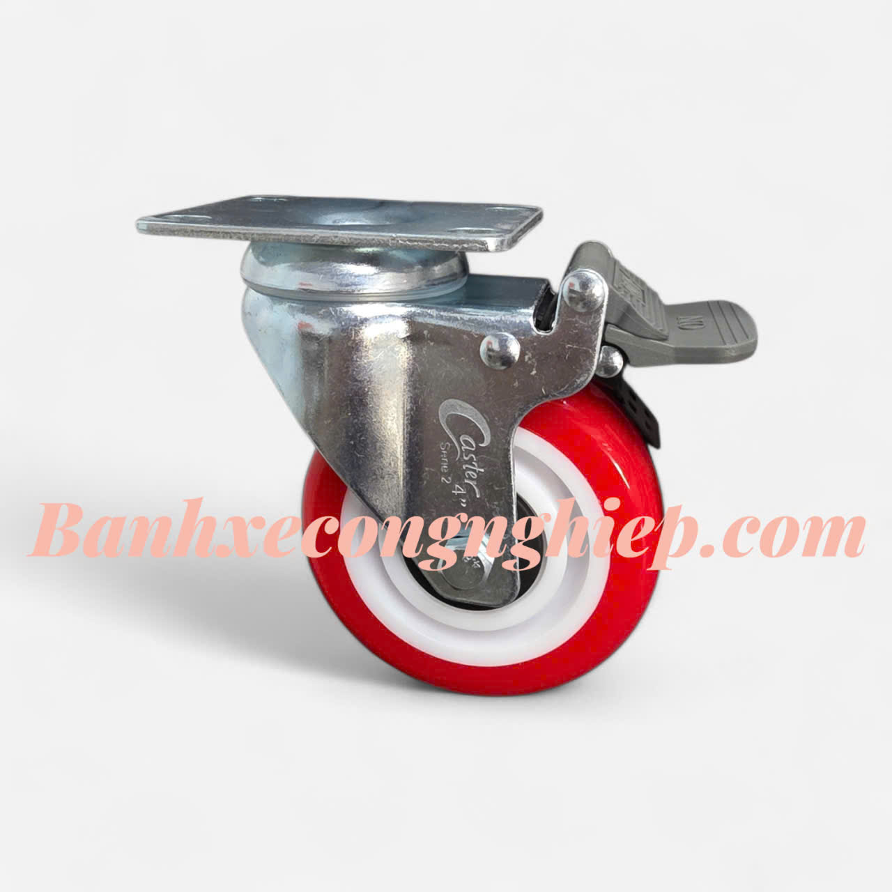 Bánh xe PU (Urethane) 75mm, 100mm, 125mm càng thép xoay khóa Caster Serie 2 tải trung