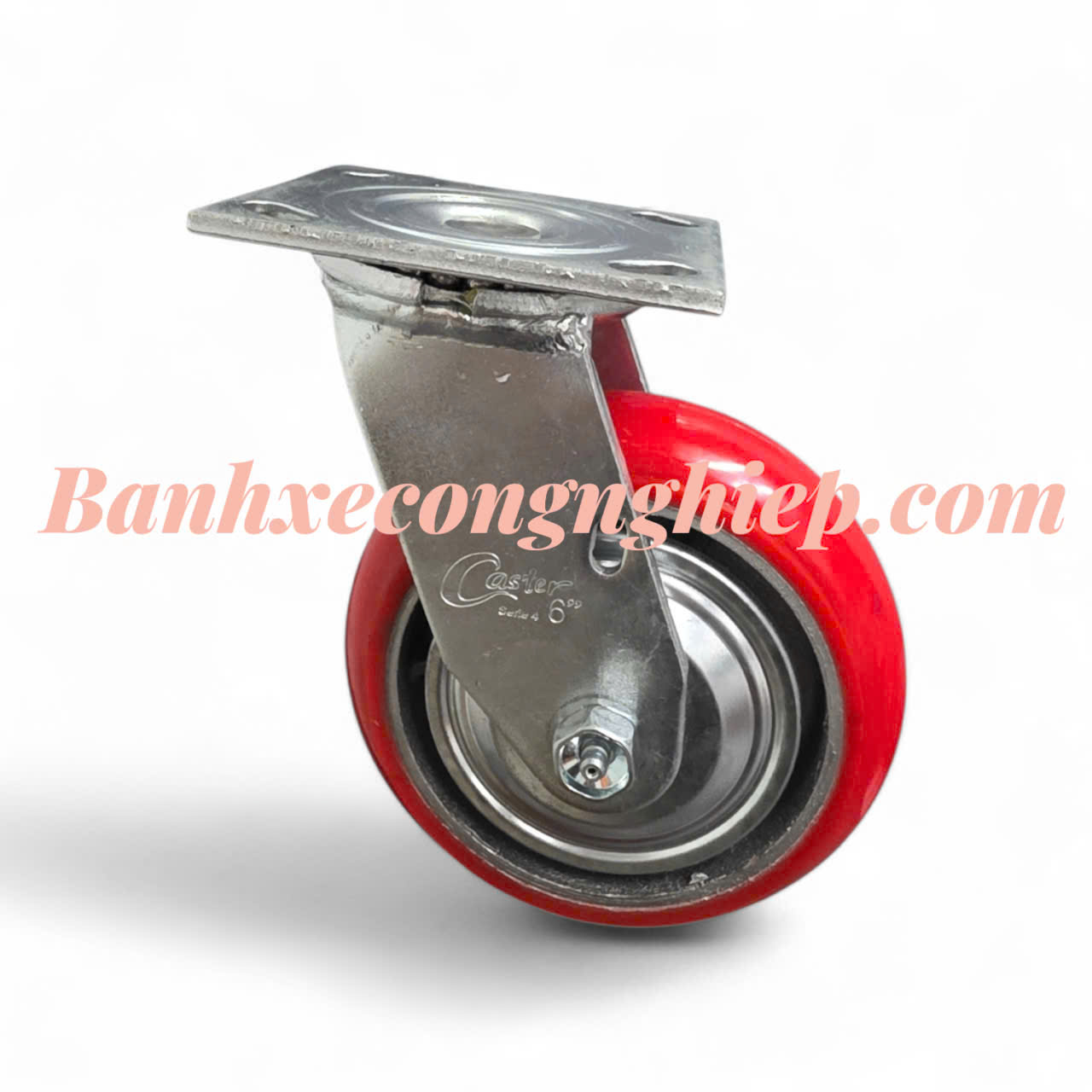 Bánh xe PU lõi gang có nắp che 100mm,125mm,150mm, 200mm xoay Caster Serie 4 tải nặng