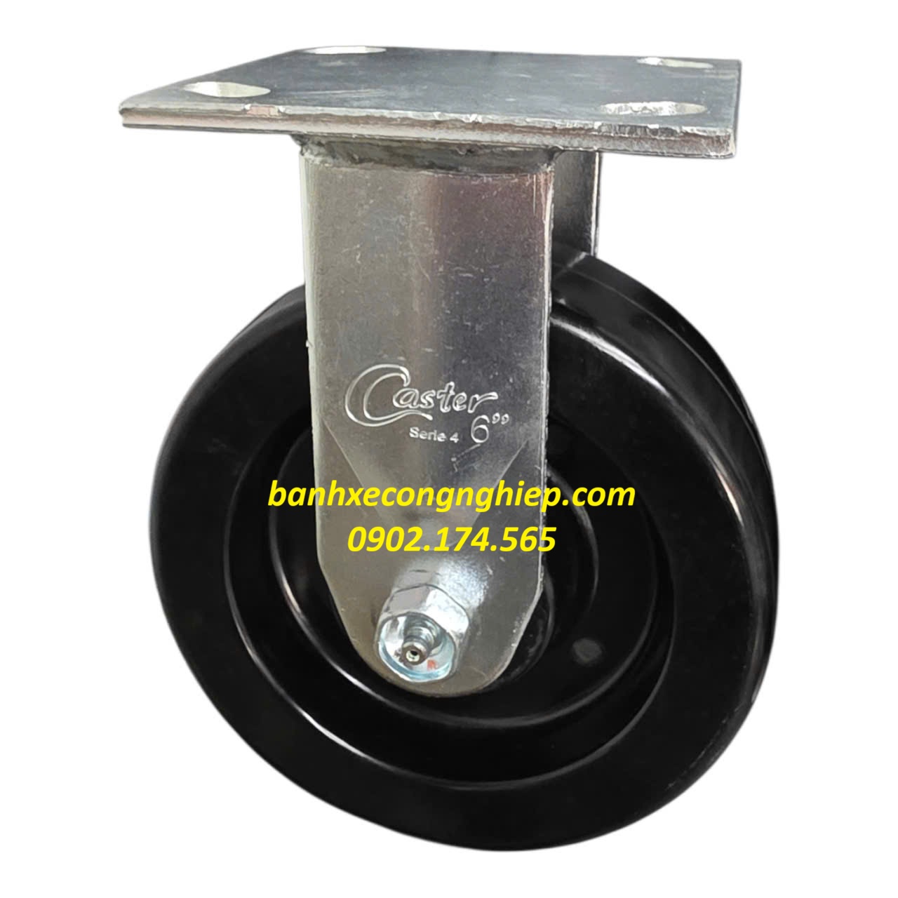 Bánh xe chịu nhiệt Phenolic 100mm, 125mm, 150mm, 200mm càng thép cố định Caster Serie 4 tải nặng