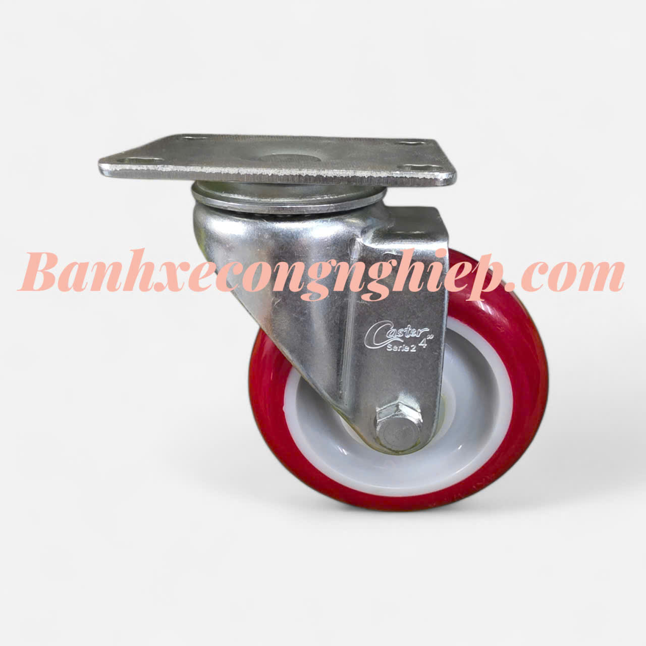 Bánh xe PU Hi-tech phi 75mm, 100mm, 125mm càng thép xoay Caster Serie 2 tải trung dạng đế