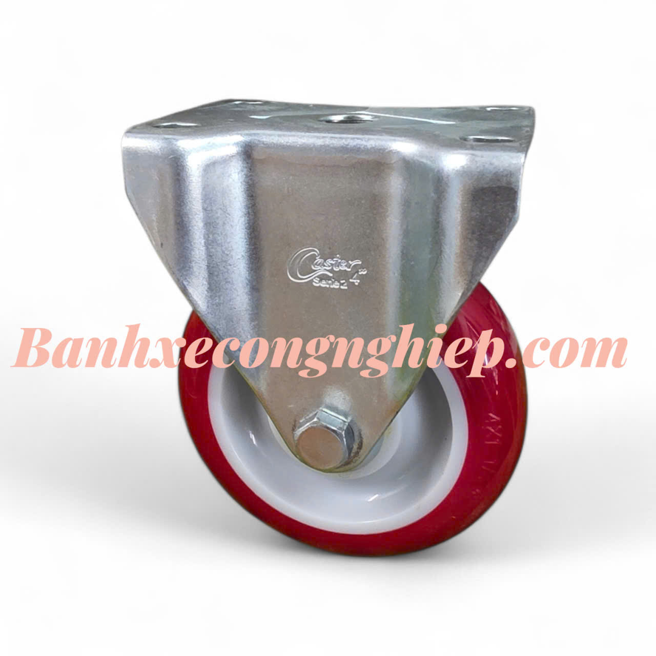 Bánh xe PU Hi-tech phi 75mm, 100mm, 125mm càng thép cố định Caster Serie 2 tải trung dạng đế