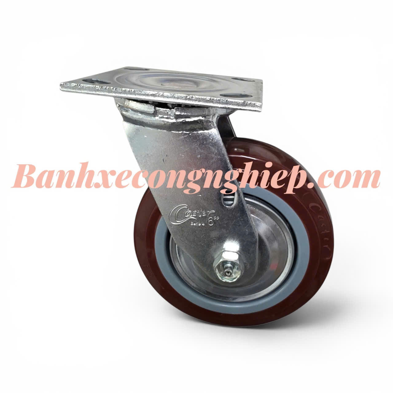Bánh xe PU lõi Nylon 100mm, 125mm, 150mm, 200mm càng thép xoay Caster Serie 4 tải nặng